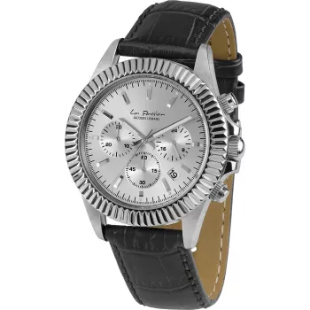 JACQUES LEMANS LP-111B unisex analógové quartz hodinky nerezové puzdro strieborný ciferník čierny kožený remienok