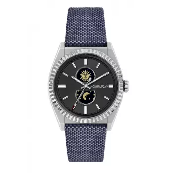 JASON HYDE MAN JH41001 analógové quartz hodinky 40mm puzdro z ušľachtilej ocele modrý ciferník hnedý kožený remienok