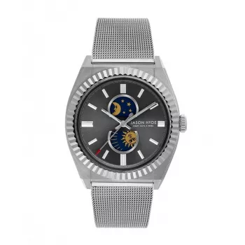 JASON HYDE MAN JH41005 40 mm quartz nerezová oceľ koža pánske hodinky čierne