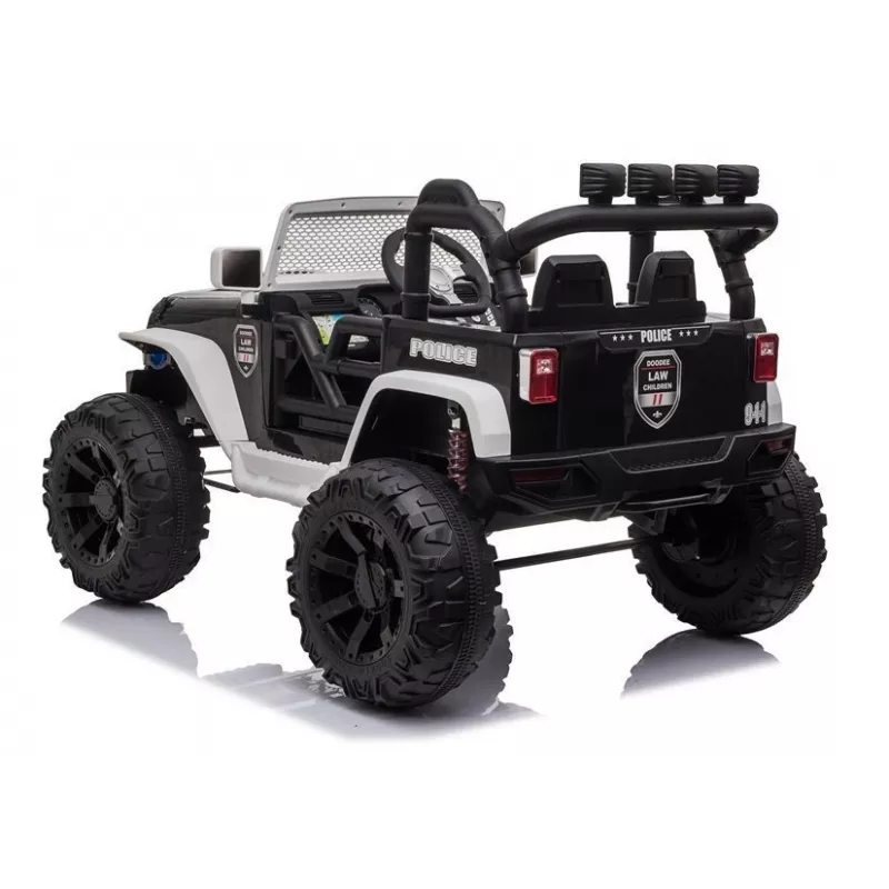 JC666 policajné auto detské elektrické auto s LED svetlami, MP3 a diaľkovým ovládaním biele