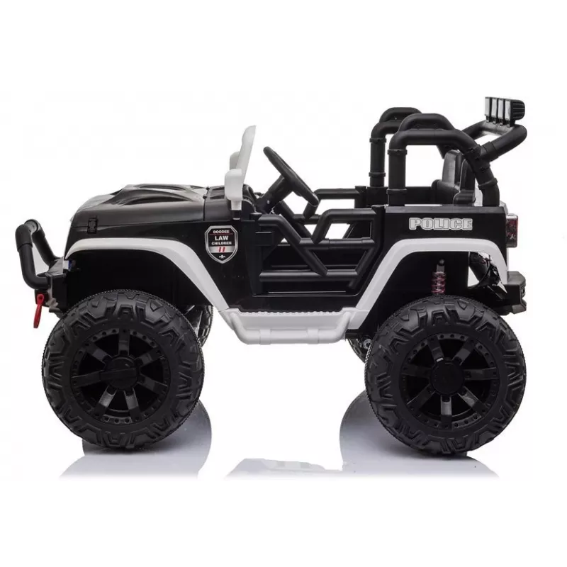 JC666 policajné auto detské elektrické auto s LED svetlami, MP3 a diaľkovým ovládaním biele
