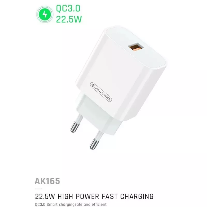 Jellico AK-165 USB 22.5W QC 3.0 Smart Fast Charger 1x USB (5-12V) biela