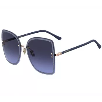 JIMMY CHOO LETI-S-LKSGB dámske slnečné okuliare cat-eye, čierno-zlatý acetátový rám, sivé gradientové šošovky, 62/15/145 mm