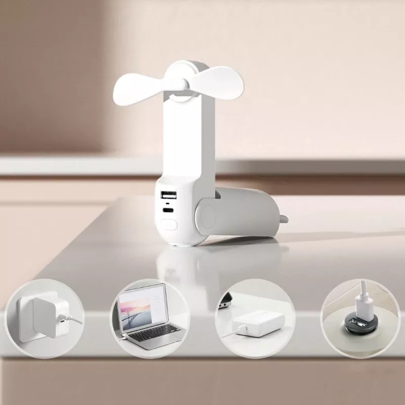 JISULIFE ručný ventilátor 8 Plus White - 5000mAh, USB-C, 46h výdrž batérie, LED displej, powerbanka