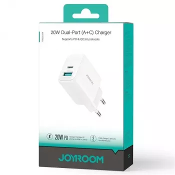 Joyroom 20W Dual-Port (USB-A + USB-C) nabíjačka EU Plug biela