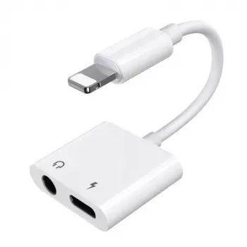 Joyroom adaptér Lightning na Lightning/3.5mm mini jack, 0,12 m, biely (S-Y104)