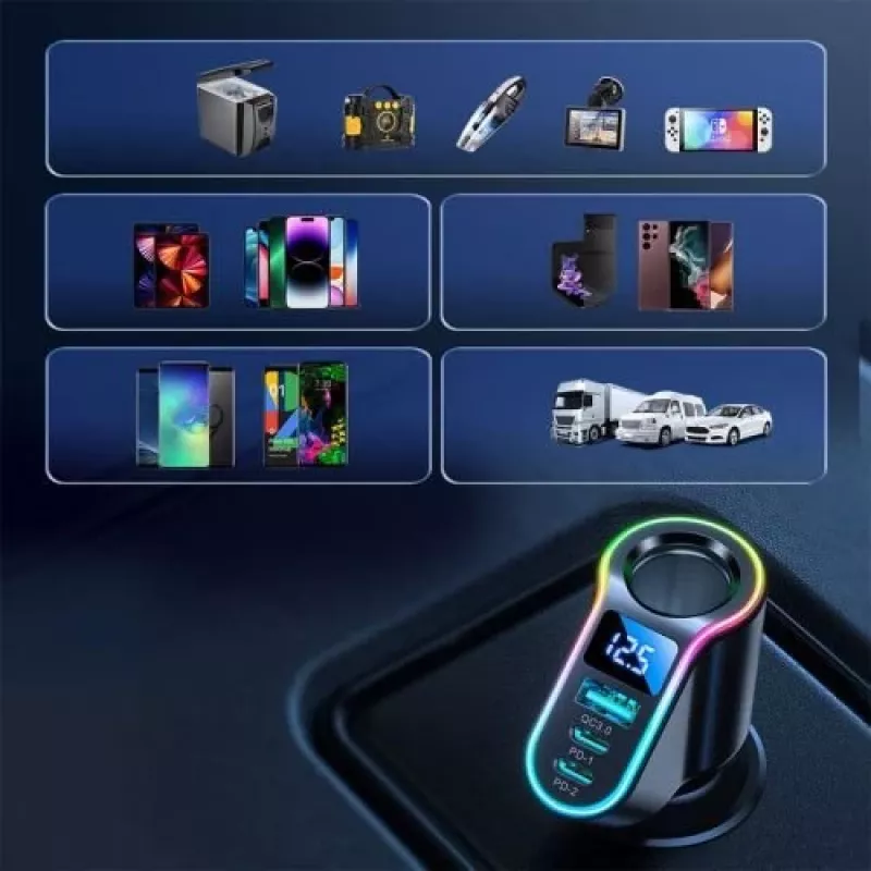 Joyroom nabíjačka do auta 4-in-1 Bluetooth FM transmitter PD 150W čierna (JR-CL21)