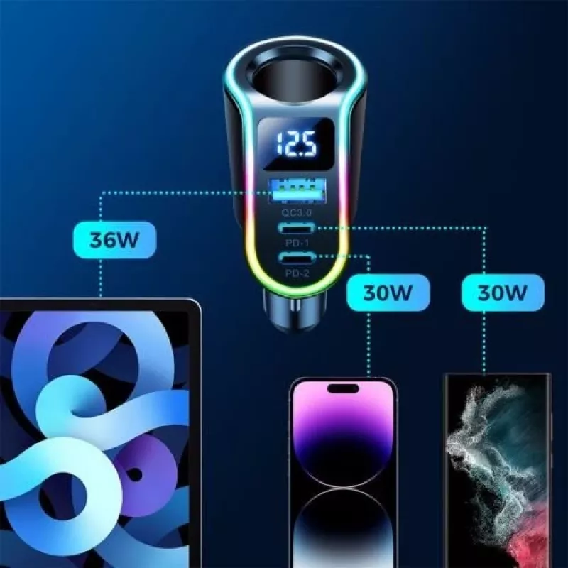 Joyroom nabíjačka do auta 4-in-1 Bluetooth FM transmitter PD 150W čierna (JR-CL21)
