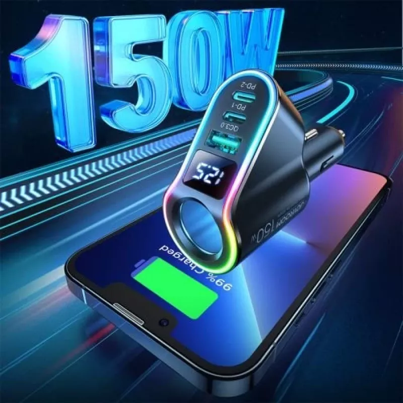 Joyroom nabíjačka do auta 4-in-1 Bluetooth FM transmitter PD 150W čierna (JR-CL21)
