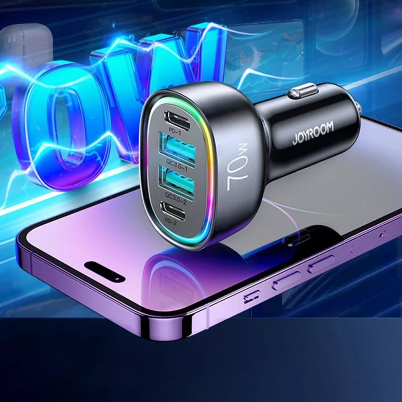 Joyroom CL29 70W 4-portová auto nabíjačka s 2 USB-C a 2 USB-A, čierna