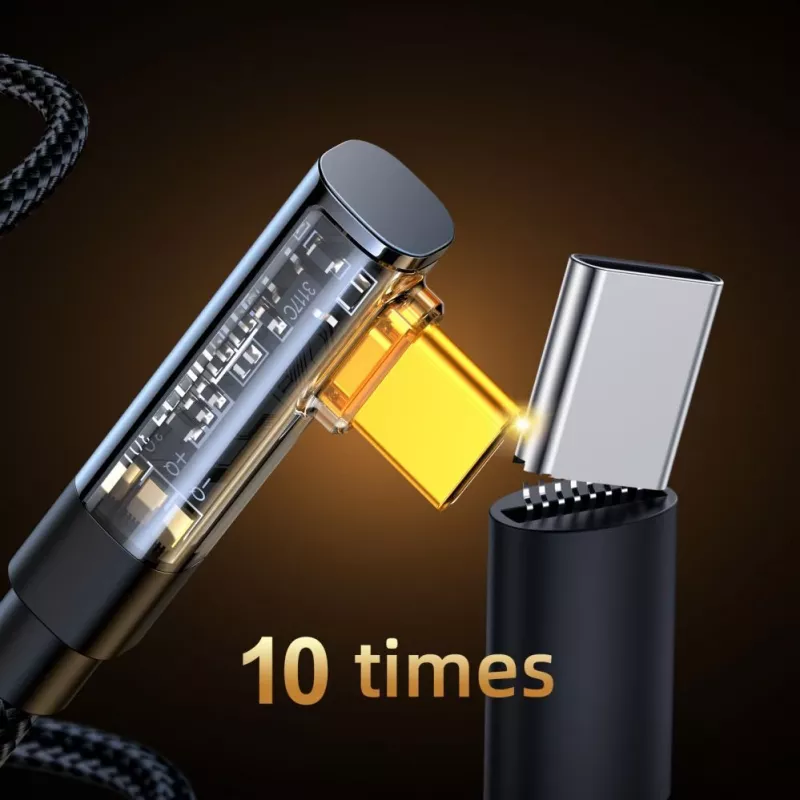 Joyroom Gaming kábel S-CC100A6 USB-C (zahnutý) / USB-C (rovný) 100W 1,2m - čierny