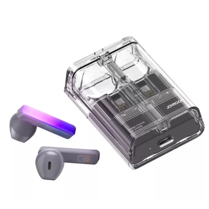 Joyroom IceLens Series True Wireless slúchadlá do uší s LED svetlami, Bluetooth 5.3, TWS, AAC, SBC, čierne (JR-TC1-BLK)