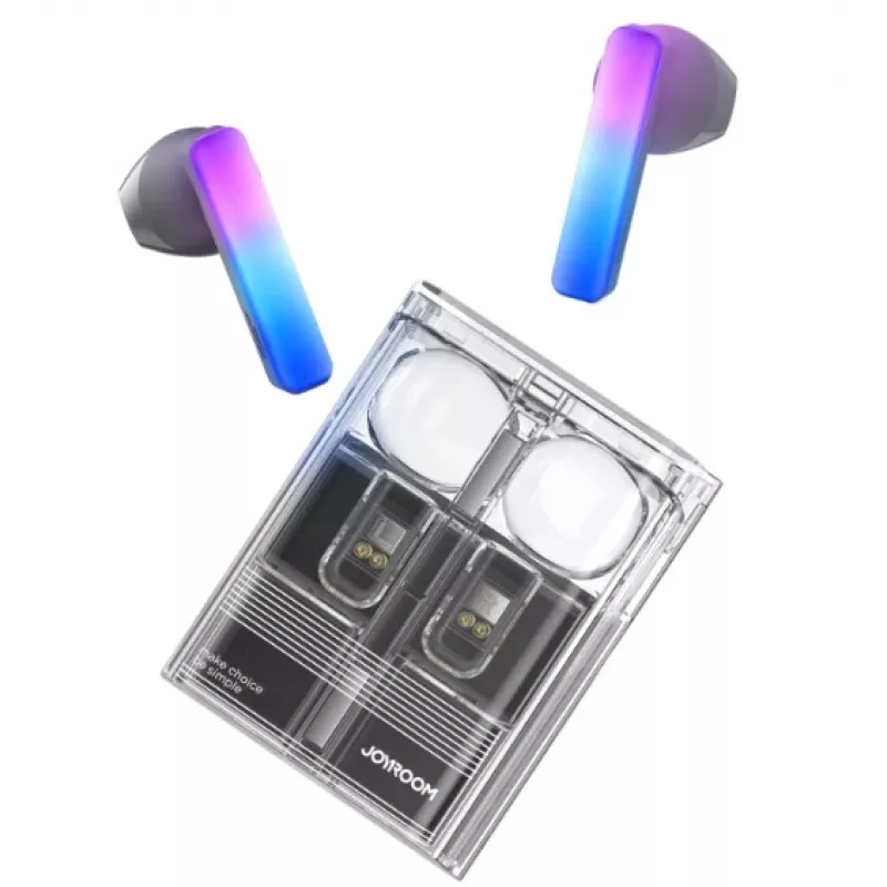 Joyroom IceLens Series True Wireless slúchadlá do uší s LED svetlami, Bluetooth 5.3, TWS, AAC, SBC, čierne (JR-TC1-BLK)