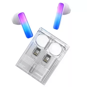 Joyroom IceLens Series True Wireless slúchadlá do uší s LED svetlami, Bluetooth 5.3, biele (JR-TC1-WHT)