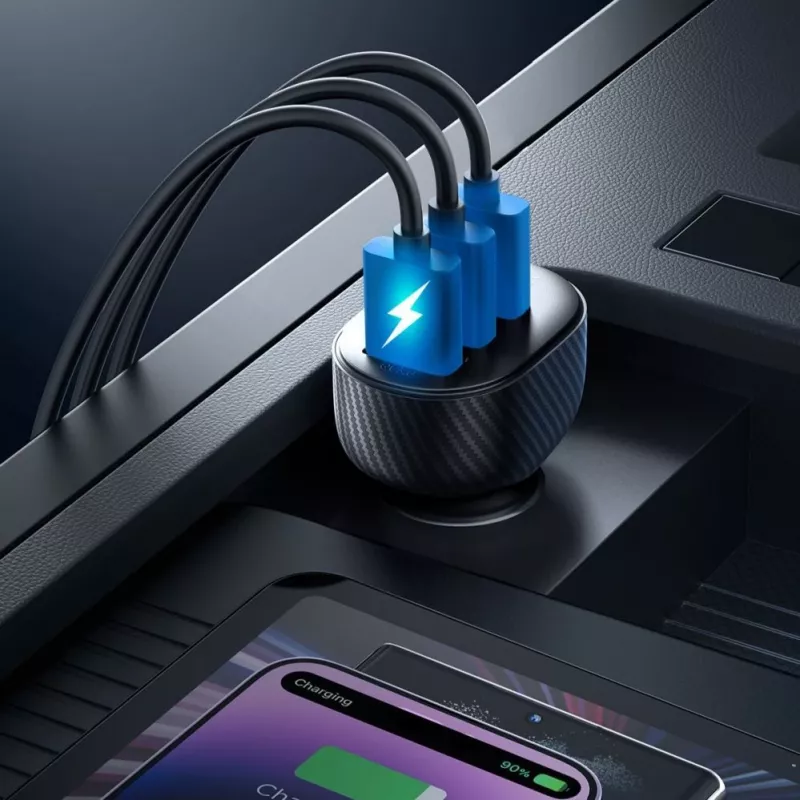 Joyroom JR-CCD03 Autonabíjačka s digitálnym displejom, 3x USB-A, 17W, 3,4A, čierna