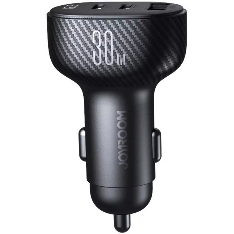 Joyroom JR-CCD04 auto nabíjačka 30W 2x USB-C USB-A s digitálnym displejom - čierna