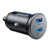 Joyroom JR-CCN06 mini auto nabíjačka 30W 2x USB-C kov čierna