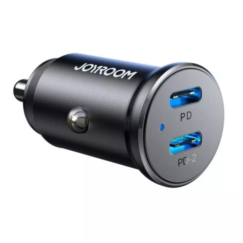 Joyroom JR-CCN06 mini auto nabíjačka 30W 2x USB-C kov čierna