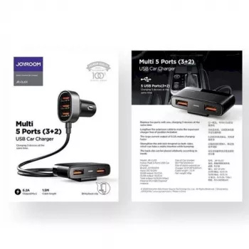 Joyroom JR-CL03 5-in-1 auto nabíjačka, 31W, 5 USB-A portov, čierna