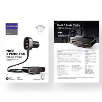 Joyroom JR-CL03 5-in-1 auto nabíjačka, 31W, 5 USB-A portov, čierna