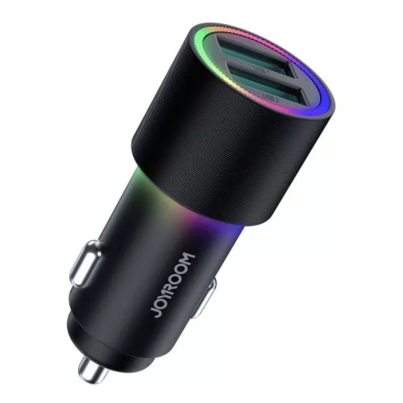 JOYROOM JR-CL10 auto nabíjačka 2x USB 24W LED podsvietenie čierna