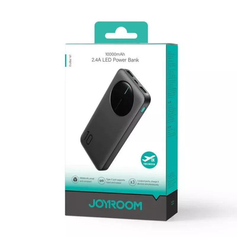 Joyroom JR-PBF12 Power Bank 10000mAh 2,4A 2x USB-A 1x USB-C čierna