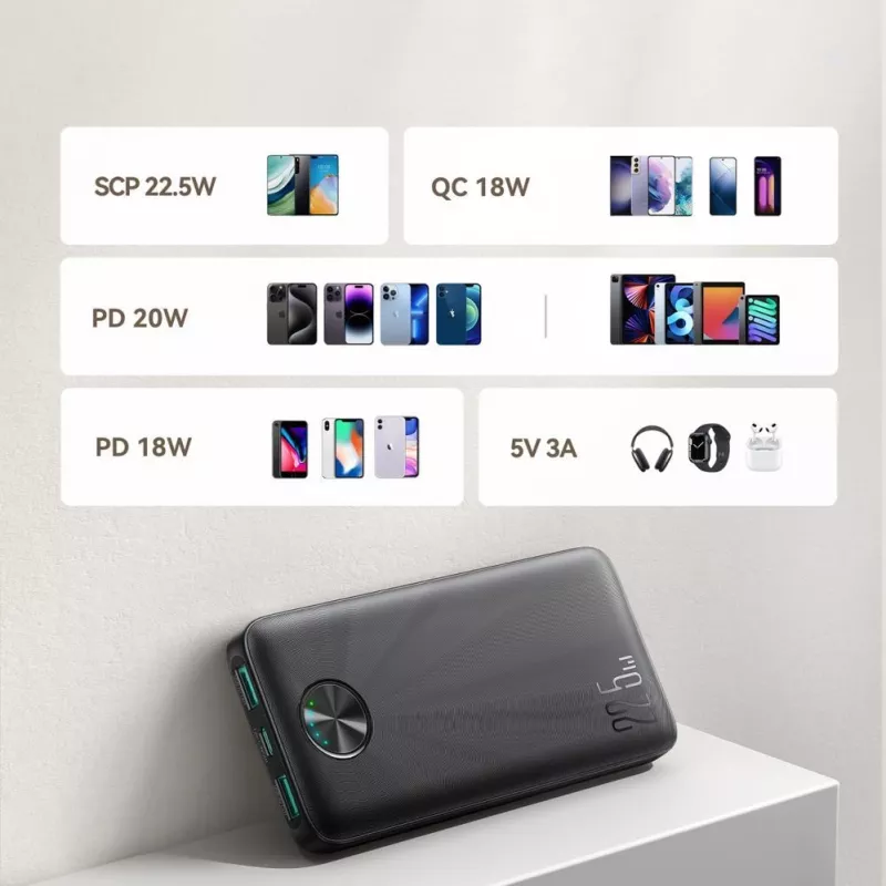 Joyroom JR-PBF15 power banka 10000mAh USB-C USB-A 22.5W čierna