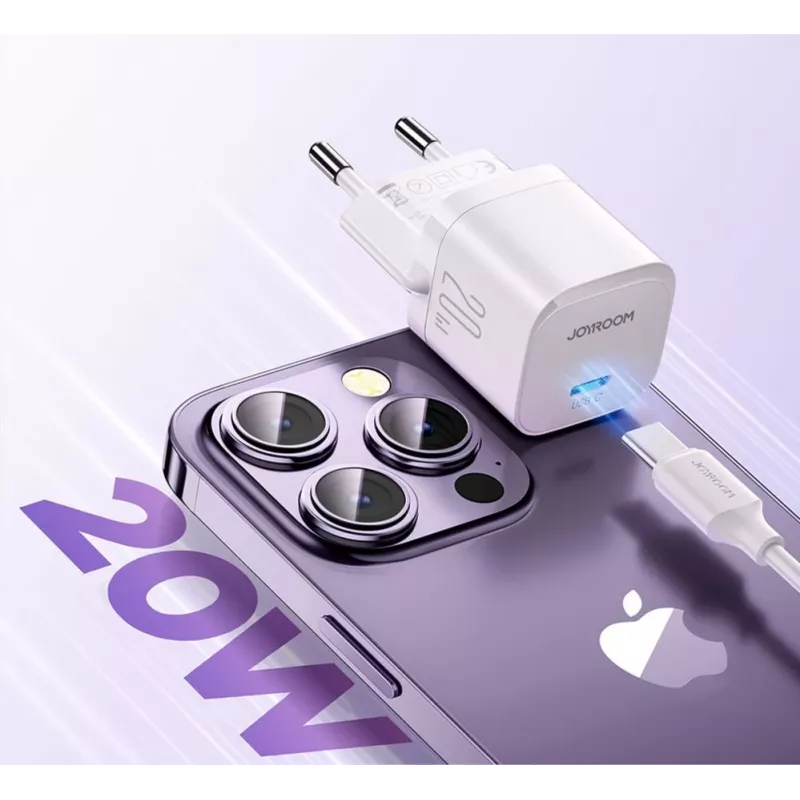 JOYROOM JR-TCF02 USB-C PD 20W nástenná nabíjačka s USB-C káblom - biela
