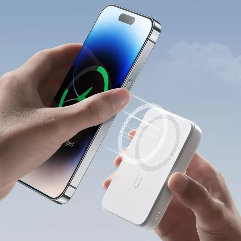 Joyroom JR-W020 20W mini magnetická bezdrôtová powerbanka 10000mAh biela s USB-na-Type-C 0,25m káblom