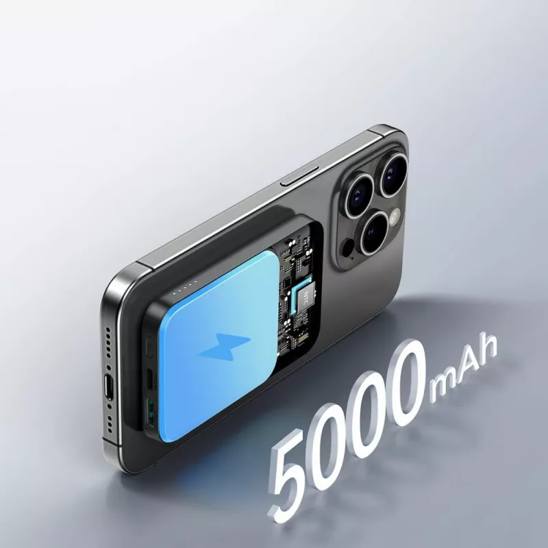 JOYROOM JR-W020 Mini Power Bank 5000mAh 20W USB-A USB-C Wireless Charging - čierna + USB-C kábel