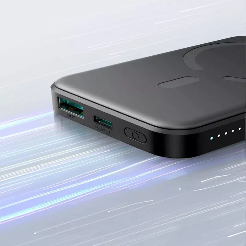 JOYROOM JR-W020 Mini Power Bank 5000mAh 20W USB-A USB-C Wireless Charging - čierna + USB-C kábel