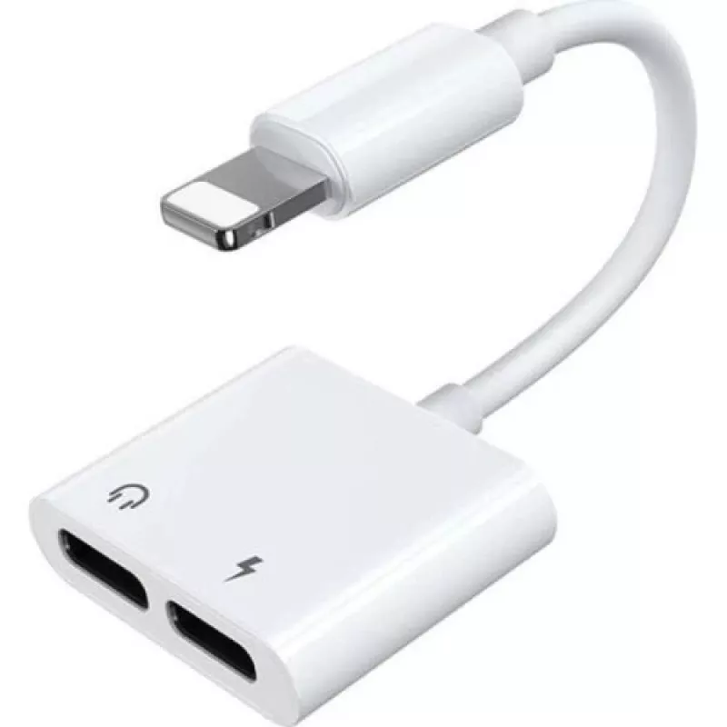Joyroom Lightning na 2x Lightning audio a nabíjací rozbočovač adaptér biely (S-Y104)