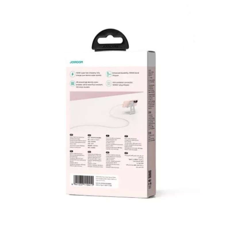 Joyroom Multi-Color Series USB-A na USB-C rýchlonabíjací a dátový kábel, 100W, 1m, ružová (S-A34)