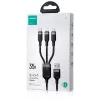 JOYROOM S-1T3018A18 3-in-1 multi nabíjací kábel USB-A na USB-C/Micro-USB/Lightning, 30cm pletený nylon, 3.5A, čierny