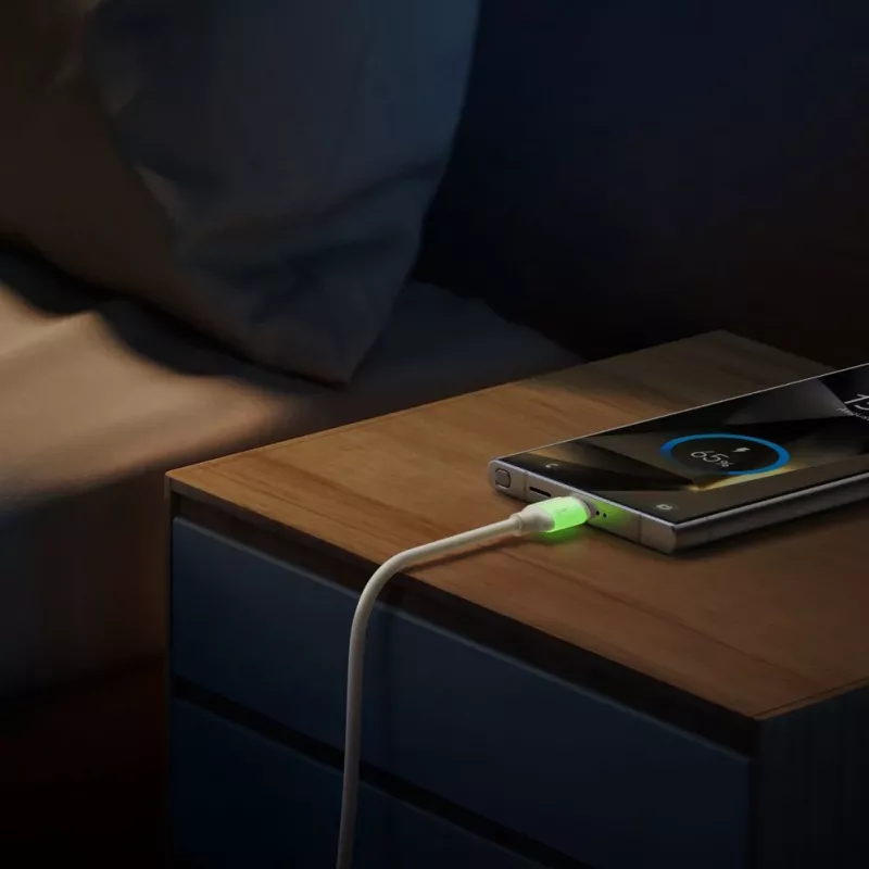 JOYROOM S-A53 USB-A na USB-C kábel s fluorescenčným hrotom 1,2 m béžový