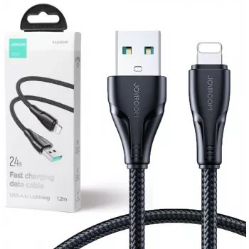 JOYROOM S-UL012A11 USB-A na Lightning pletený kábel 1,2 m čierny