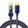 Joyroom USB-C na USB-C dátový kábel 100W, 1,2m s digitálnym displejom modrý (S-CC100A4)