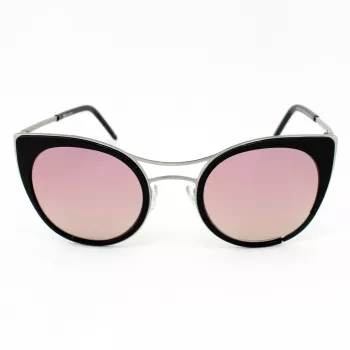 JPLUS Woman JP3038-01 slnečné okuliare – čierny acetátový rám, sivé polykarbonátové šošovky, ochrana UV400, 51/25/145 mm