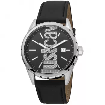 JUST CAVALLI MAN JC1G082L0085 analógové quartzové hodinky 42mm modrý ciferník modrý kožený remienok