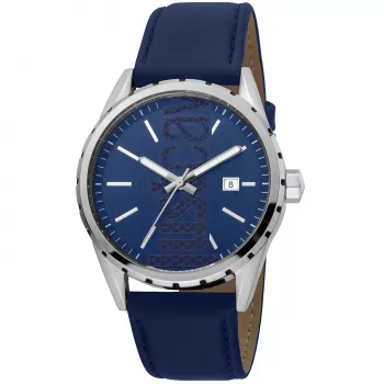 JUST CAVALLI MAN JC1G082L0095 42mm analógové quartzové hodinky, modrý ciferník a kožený remienok