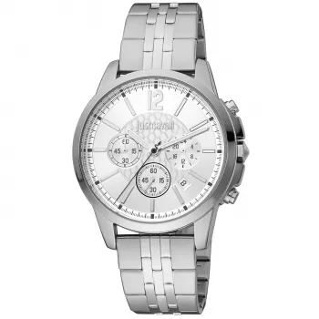 JUST CAVALLI MAN JC1G175M0255 quartz náramkové hodinky analógové 42 mm oceľový mesh remienok čierny ciferník