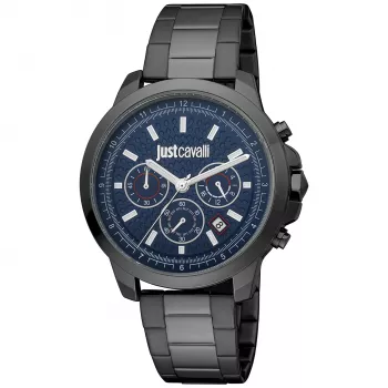 JUST CAVALLI MAN JC1G178M0075 44mm quartz analógové hodinky, nerezová oceľ, milánsky remienok, modrý ciferník