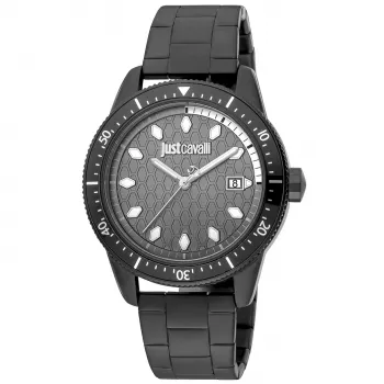 JUST CAVALLI MAN JC1G179M0085 42 mm quartz analógové modrý ciferník nerezová oceľ mesh remienok náramkové hodinky