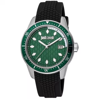 JUST CAVALLI MAN JC1G179P0015 42 mm quartz analógové hodinky - čierny ciferník, kožený remienok