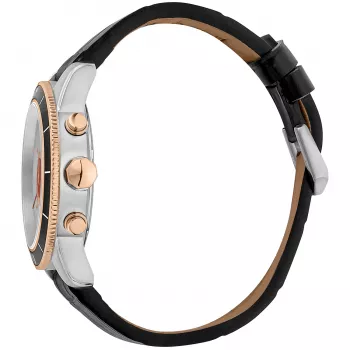 JUST CAVALLI MAN JC1G215L0035 42mm quartz analógové hodinky čierny ciferník čierny kožený remienok