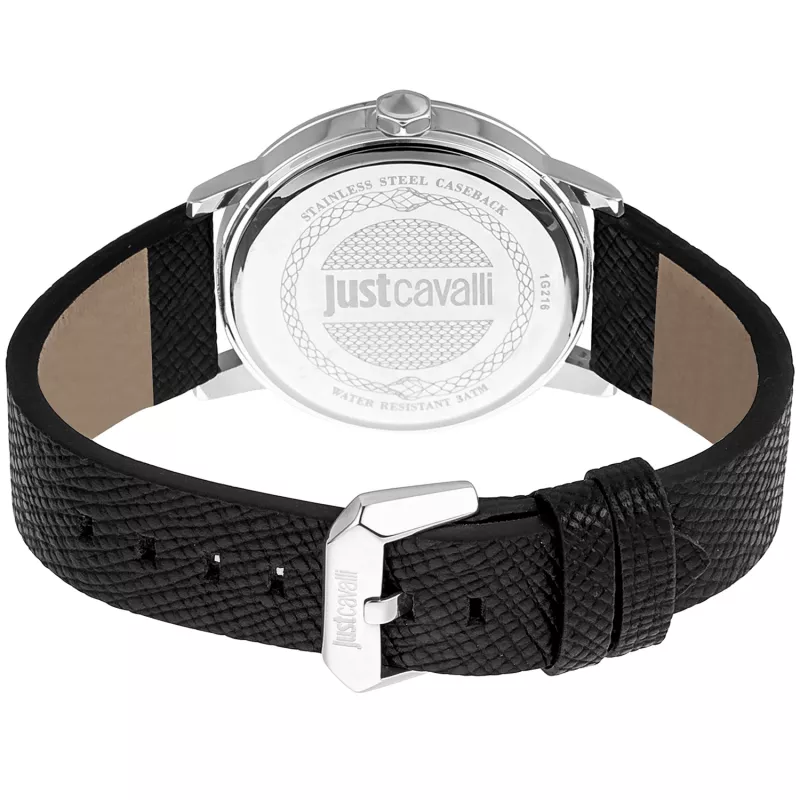 JUST CAVALLI MAN JC1G216L0015 42 mm modrý ciferník kožený remienok quartzové hodinky