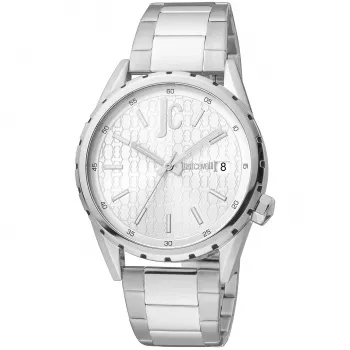 JUST CAVALLI MAN JC1G217M0055 quartz analógové 42mm oceľ pánske hodinky modrý ciferník strieborný náramok