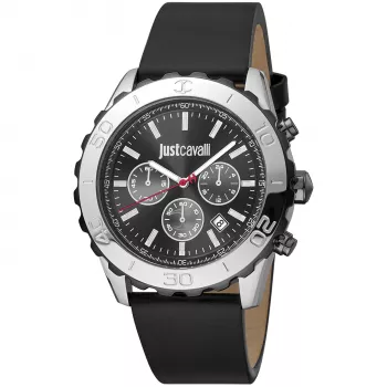 JUST CAVALLI MAN hodinky JC1G214L0035 (45mm) - čierny ciferník, čierny kožený remienok
