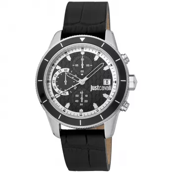 JUST CAVALLI MAN hodinky JC1G215L0015 42 mm čierny ciferník kožený remienok