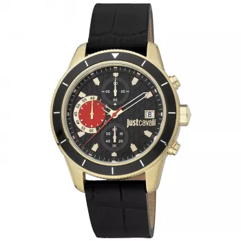 JUST CAVALLI MAN hodinky JC1G215L0025 (42mm) - čierny ciferník, kožený remienok